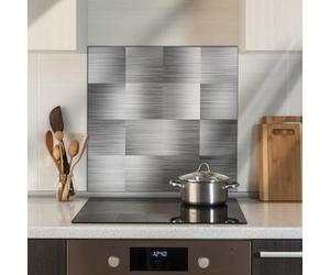 funlife Brushed Aluminum Self Adhesive Splashback for Kitchen, Silver 14.5X14.5CM 16PCS