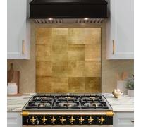 funlife Brushed Aluminum Self Adhesive Splashback for Kitchen, Stain Aged Brass 14.5X14.5CM 16PCS