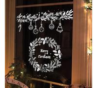 funlife Christmas Decorations Non-Adhesive Window Sticker, White Sketch Winter Wreath