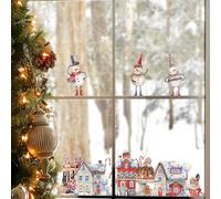 funlife Christmas Decorations Non-Adhesive Window Sticker, Winter House and Snow Man