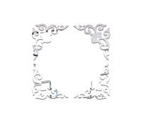 Funlife Corner Filigree Plastic Mirror Wall Stickers, Self Adhesive Art Wall Decal for DIY Home Decor, 4Pcs Silver, 15 X 15cm