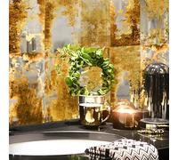 funlife Distressed Antique Mirror Wall Panels, Gold Brown Rectangular 21PCS | Acrylic Mirror Panel, Vintage Smoked Glass Effect, Gatsby and Rusty Aesthetics, for Kitchen and Bathroom Mirror Tile