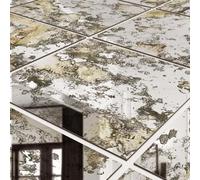 funlife Distressed Antique Mirror Wall Panels, Humidity Square 6PCS | Acrylic Mirror Panel, Vintage Smoked Glass Effect, Distressed and Rusty Aesthetics, for Living Room and Hallway Accent Wall