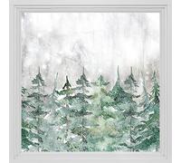 funlife Double-Sided Window Sticker, Non-Adhesive Christmas Windows Door Clings Decor, Glass Covering Decals, Winter Snowy Forest Trees
