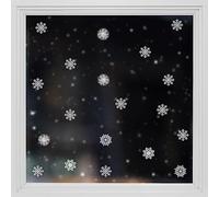 funlife Double-Sided Window Sticker, Non-Adhesive Christmas Windows Door Clings Decor, Glass Covering Decals, White Snowflakes