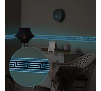 funlife Greek Key Peel and Stick Self Adhesive Wallpaper Borders, Glow Blue 10cm x 200cm, 3 Pcs