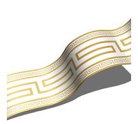 funlife Greek Key Peel and Stick Self Adhesive Wallpaper Borders, Natural White Faux Gold 10cm x 200cm