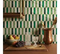 funlife Holographic Emerald Green Arched Marble Tile Sticker 15x15cm-50pcs