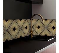 funlife Metal Original Hand Drawn Art Deco Wall Decoration Splashback for Kitchen, Geometric Radioactivity 19.5X19.5CM 9PCS