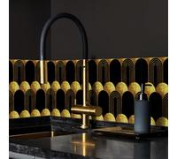 funlife Metal Original Hand Drawn Art Deco Wall Decoration Splashback for Kitchen, Symmetric Arch Circles 19.5X19.5CM 9PCS