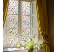 funlife Privacy Rainbow Window Film, Watercolor Static Cling Window Stickers, Non-Adhesive Double-Sided Vinyl Film, Colorful Birds and Flower Hawaii 43x300cm