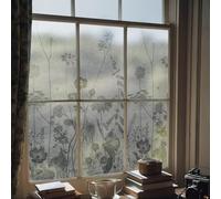 funlife Privacy Textured Frosted Window Film, Static Cling Vinyl Film, Clear on Frost Thistle Daisy 75X200CM