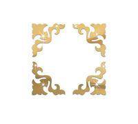 funlife Shiny and Mirrored Wall Sticker - Wall Decal for DIY Home Decor - Hollow Self-Adhesive Mirror Stickers - Gold Corner Ornament 4Pcs