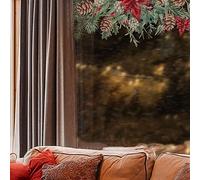 funlife Static Cling Floral Window Sticker, Non-Adhesive Christmas Windows Door Clings Decor, Double-Sided Glass Covering Decals, Poinsettia and Cedar