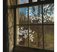 funlife Transparent Floral Window Sticker Watercolour Window Clings Stained Glass Window Film, Static Cling Home Glass Covering Decor, Chinoiserie White Sketch Branch