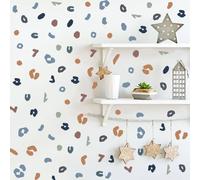 funlife Uneven Blue Grey Polka Dot Wall Decal, Peel and Stick Leopard Spots Wall Stickers, Transparent PVC Kids Wall Art Decor for Revamping Nursery Bedroom Playroom