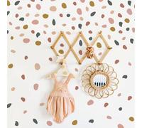 funlife Uneven Pink Polka Dot Wall Decal, Peel and Stick Dalmatian Spots Wall Stickers, Transparent PVC Kids Wall Art Decor for Revamping Nursery Bedroom Playroom
