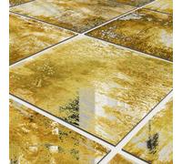 funlife Vintage Mirror Effect Wall Panels, Rusty Faux Antique Mirror Tiles, Gatsby Gold Brown Square 6PCS