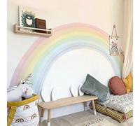 funlife Vinyl Large Rainbow Wall Mural Stickers Peel and Stick, Precut Giant Pastel Watercolor Rainbow Wall Decals for Girls Bedroom Kids Nursery Room Playroom, 94.49" x 55.12"