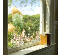 funlife Woodland Window Sticker, Watercolor Animals Glass Decal, Vibrant Window Decoration, Fox and Deer 38X60CM