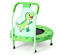 FUNLIO 27" Dinosaur Mini Trampoline for Toddlers, Small Trampoline with Safety Handle, Vivid Cute Dinosaur Jumping Toy for Younger Kids, Foldable & Portable for Indoor/Outdoor Fun, CPC&CE Certified