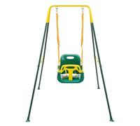 FUNLIO 3-in-1 Swing Set for Toddler with 4 Sandbags, Heavy-Duty Kid Swing Set with Safety Harness, for Backyard, Indoor/Outdoor Play, Foldable Stand & Clear Instruction, Easy to Assemble&Store - Green