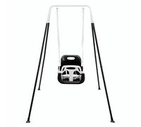 FUNLIO 3-in-1 Swing Set for Toddler with 4 Sandbags, Heavy-Duty Kid Swing Set with Safety Harness, for Backyard, Indoor/Outdoor Play, Foldable Stand & Clear Instruction, Easy to Assemble&Store - Black