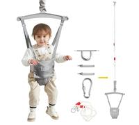 FUNLIO Baby Jumper with a Ceiling Hook for 6-24 Months, Baby Door Jumper for Indoor/Outdoor Play, Infant Jumper Doorway with Adjustable Chain, Easy to Assemble & Store (with a Ceiling Hook)-Grey