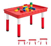 FUNLIO Sensory Table for Kids (60x90cm), Height Adjustable Rectangular Tuff Tray Sensory Table, Multi-Use as Water Table & Sand Table for Indoor & Outdoor, Easy 3-Min Assembly No Tools Needed - Red
