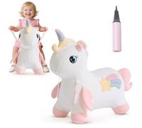 FUNLIO Unicorn Bouncy Horse, Rainbow Fairy Bouncy Animal for Toddlers 18 Months to 5 Years, Inflatable Bounce Horse with Air Pump, Removable Cover & Washing Machine Safe, CPC & CE Certified