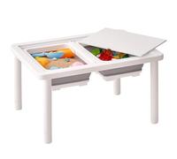 FUNLIO Wooden Sensory Table With 2 Bins for Toddlers 1-5, 3-Level Height Adjustable Kids Play Sand and Water Table, Anti-Warping Plywood Lid, Indoor/Outdoor Use, CPC Certified - White