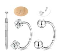 FUNLMO 2Pcs Nose Rings Hoops G23 Titanium Horseshoe Nose Ring 20G Nose Studs Septum Daith Tragus Helix Rook Conch Cartilage Eyebrow Lip Piercing Jewelry Internally Threaded Cubic Zirconia, 20G 8mm