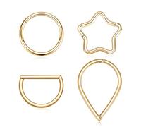 FUNLMO 4pcs/3pcs Septum Rings Nose Rings 316L Surgical Steel Daith Rook Tragus Helix Conch Piercing Jewelry Cartilage Earring for Women Men, no gemstone