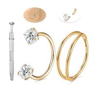 FUNLMO Nose Piercings Horseshoe Nose Ring Nose Rings Hoops Double Hoop Nose Ring Daith Tragus Helix Rook Cartilage Eyebrow Lip Piercing Jewelry Septum Rings G23 Titanium 20G 9mm Gold