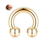 FUNLMO Septum Jewelry Horseshoe Septum Rings Nose Ring Circular Barbell Stretched Pincher Nose Piercing Jewelry Internally Threaded PA Ring G23 Titanium 6G 16mm Gold