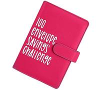 FUNLOV 100 Envelope Challenge Binder,Budget Binder with Cash Envelopes,Easy and Fun Way to Save $5,050,Savings Challenges Binder for Budgeting and Money Saving (Rose Red), 6.9*9.3In