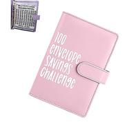 FUNLOV 100 Envelope Challenge Binder,Budget Binder with Cash Envelopes,Easy and Fun Way to Save $5,050,Savings Challenges Binder for Budgeting and Money Saving (Pink), 6.9*9.3In