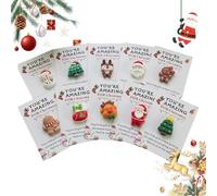 FUNLOV 20/10Pcs Christmas Pocket Hugs, 3D Mini Resin Santa Snowman Xmas Tree Deer with Heartwarming Cards, Positive Gift Christmas Stocking Stuffers Party Favors (20Pcs)