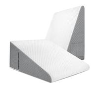FUNLOV Bed Wedge Pillow, Memory Foam Support Bed Wedge with Side Pocket for Sitting and Reading, Helps with Acid Reflux, Back/Leg Pain, and Pressure Relief - Removable Washable Cover