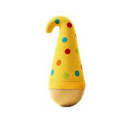 FUNLOV Cat Wobble Toy, Wooden Tumbler for Kittens & Indoor Cats, Interactive Wobble Starter Toy with Feather or Wizard Hat, Natural Wood Cat Enrichment Toys for Exercise Play (B)