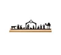 FUNLOV Christmas Nativity Scene Sets Decor,Black Metal Nativity Set with Wood Base,Little People Nativity Set,Willow Tree Nativity for Christmas Table Decoration (A)
