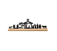 FUNLOV Christmas Nativity Scene Sets Decor,Black Metal Nativity Set with Wood Base,Little People Nativity Set,Willow Tree Nativity for Christmas Table Decoration (B)