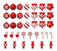 FUNLOV Christmas Tree Decorations, 36/24Pcs Candy Cane Ornaments, Hanging Candy Cane Baubles for Xmas New Year Party Supplies