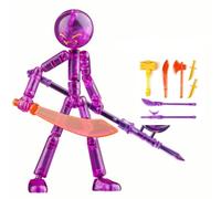FUNLOV DIY Raging Stickman Action Figure Toy with 7 Weapons (Purple) | Multi-Jointed Figures Posable Random 3D Design Action Figure Collectible Toy, Funny Desk Decor & Gift for Adults