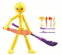 FUNLOV DIY Raging Stickman Action Figure Toy with 7 Weapons (Yellow) | Multi-Jointed Figures Posable Random 3D Design Action Figure Collectible Toy, Funny Desk Decor & Gift for Adults