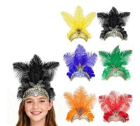 FUNLOV Feather Headpiece for for Women Girls, Women's Carnival Feather Headpieces Sequin Headdress for Wedding, Masquerade Party, Cosplay, Showgirl Headbands Accessories (Black)