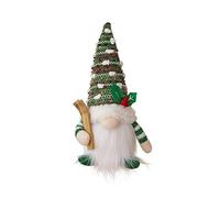 FUNLOV Light Up Gnome Christmas Decoration, Santa Gnomes with Knitted Hat, Indoor Holiday Decor (Green)