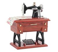 FUNLOV Sewing Machine Music Box, 2025 New Mini Sewing Machine Music Box, Retro Classical Treadle Sewing Machine Table Desk Mechanical, Musical Sewing Machine Model for Home Decor, Birthday Gift