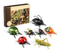 FUNLOV Wind-Up Insect Toy with Educational Fact Card,Fake Crawling Bug Toy for Kid (7Pcs)