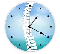 Funlucy Decorative Silent No Ticking Wall Clock Chiropractic Lateral Spine Round Modern Wooden Clocks for Bedroom Living Room Home Office School Wall Art Decor, 30 X 30 CM